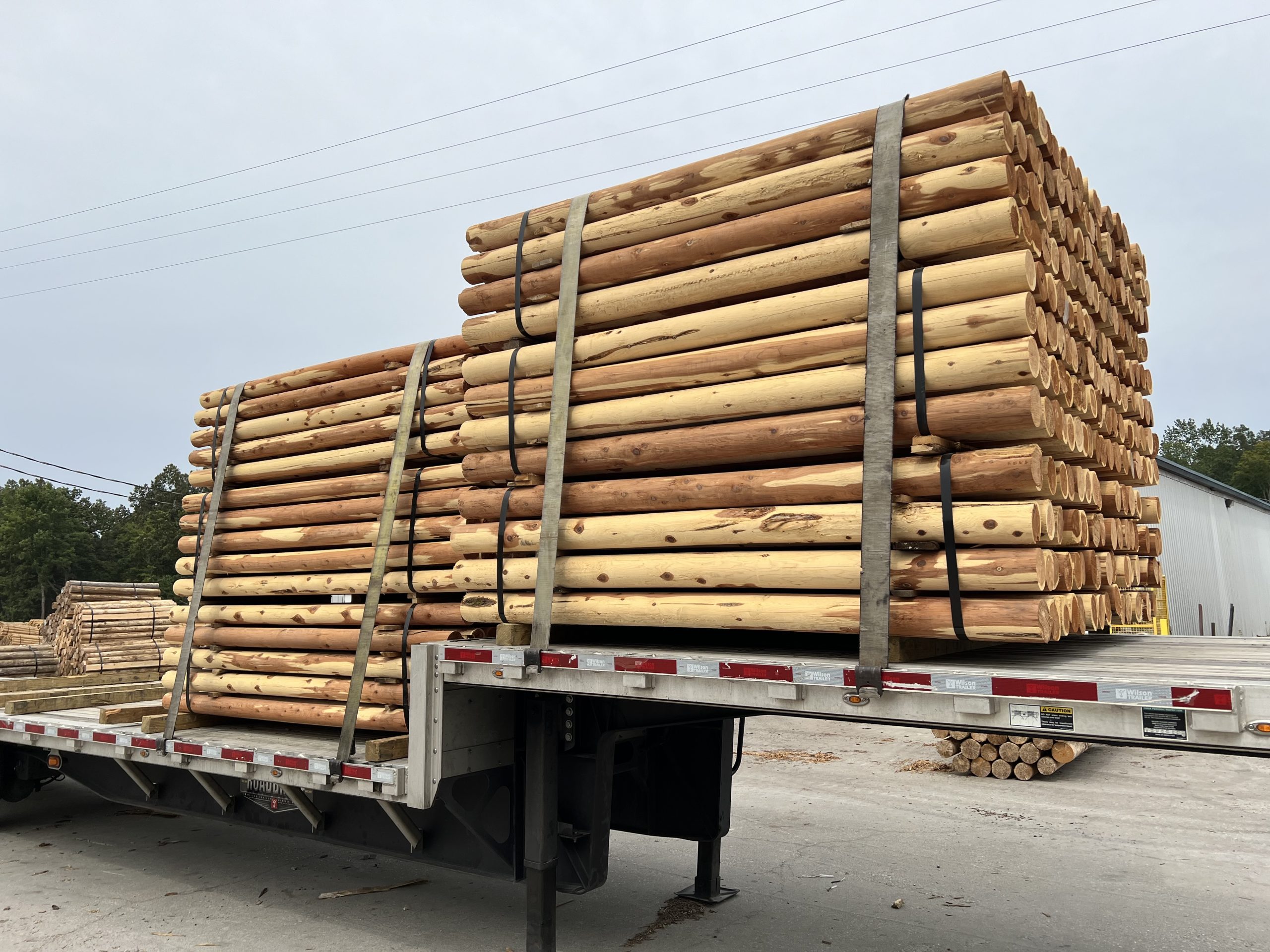 A load of cedar posts